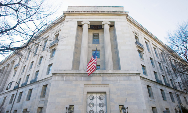 U.S. Department of Justice building in Washington, D.C.  January 10, 2012.  Photo by Diego M. Radzinschi/THE NATIONAL LAW JOURNAL.